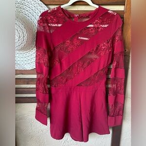 Mustard seed red lacy romper